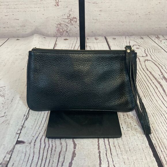 Kate Spade‎ Pebbled Leather Wristlet Pouch Wallet Clutch Black Chic Preppy - Picture 4 of 16